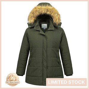 Plus Size Winter Puffer Jacket Waterproof Long Parka Removable Hood Thick